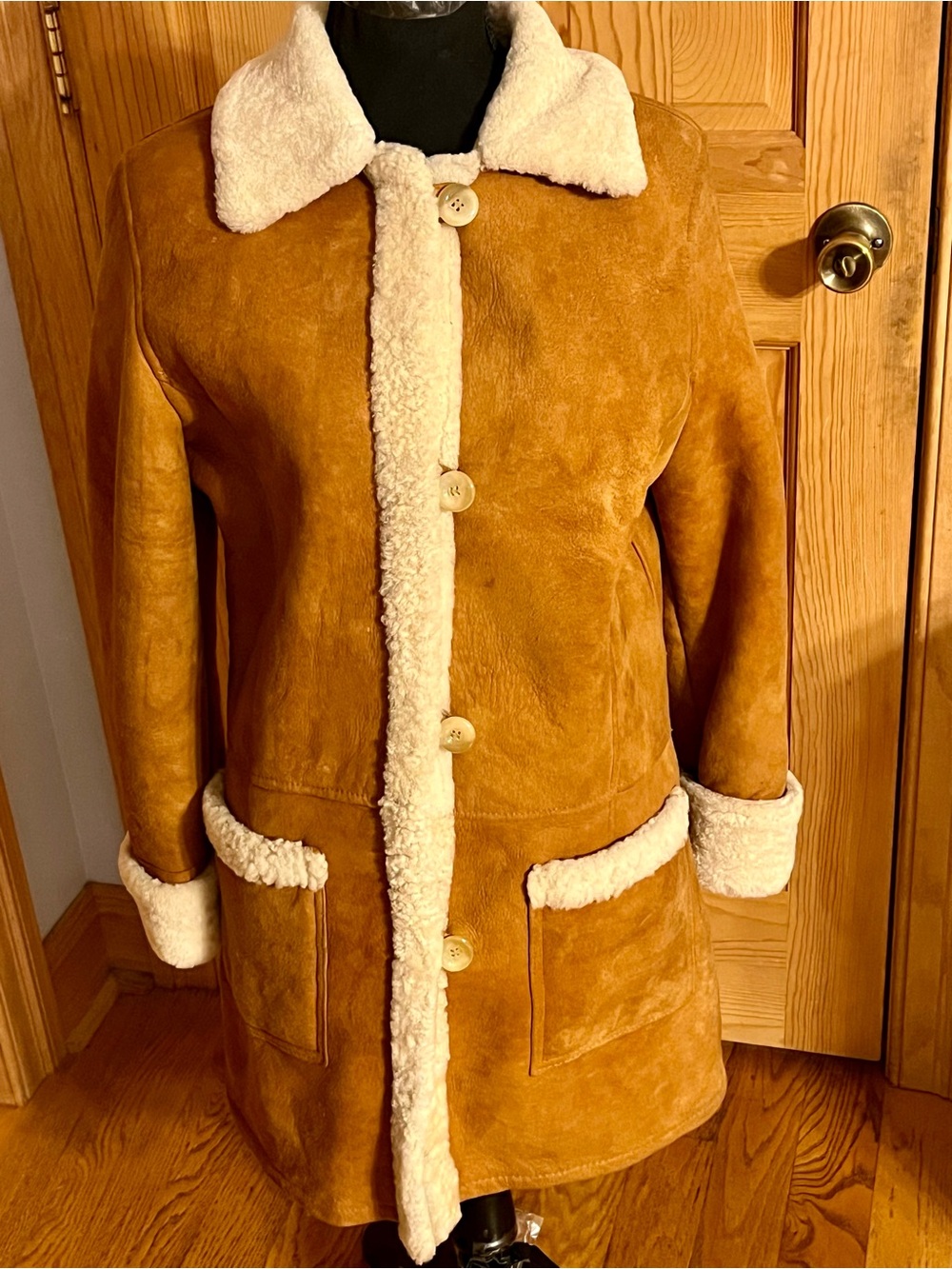 Vintage Laffon Argentina Genuine Suede Shearling Penny Lane 70’s Boho Coat M